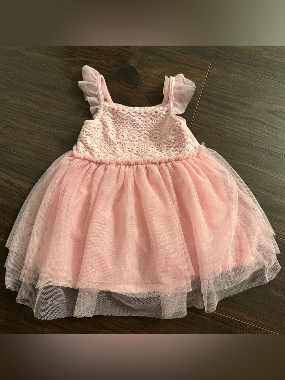 Pink Tulle Baby Dress with Crochet Bodice 18M